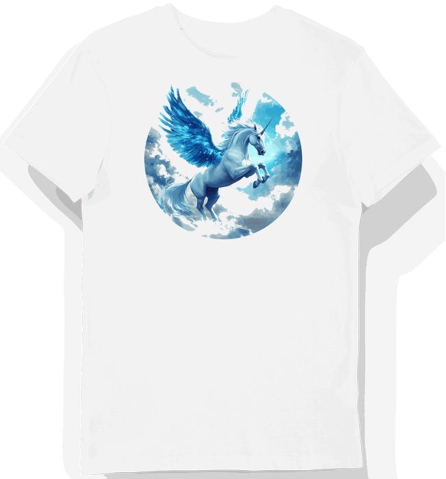 Koszulka męska biała z motywem błękitnego Pegaza XXL