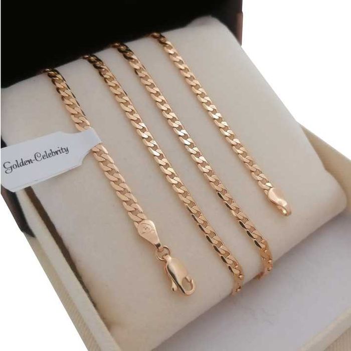 Pozłacany łańcuszek pancerka + krzyżyk 18k 50cm 3mm GWARANCJA