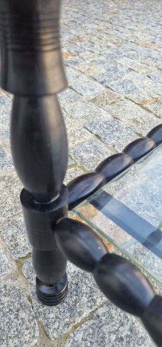 Mesinha pau santo e vidro antiga