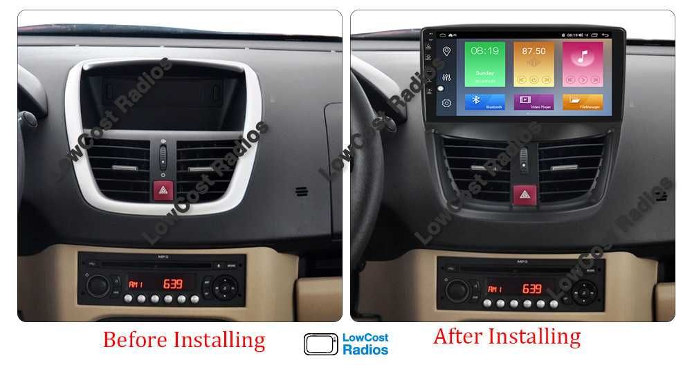 Auto Rádio 9' PEUGEOT 207 | GPS ANDROID Bluetooth USB APPS WIFI | CARPLAY • ANDROID AUTO