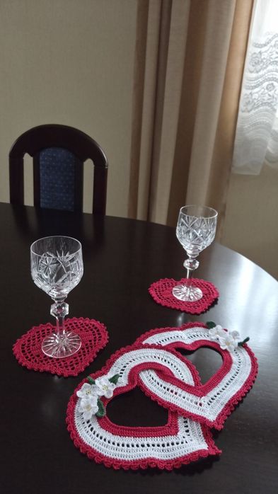 Zestaw 2 serc, podkładki pod kubek | Walentynki Handmade