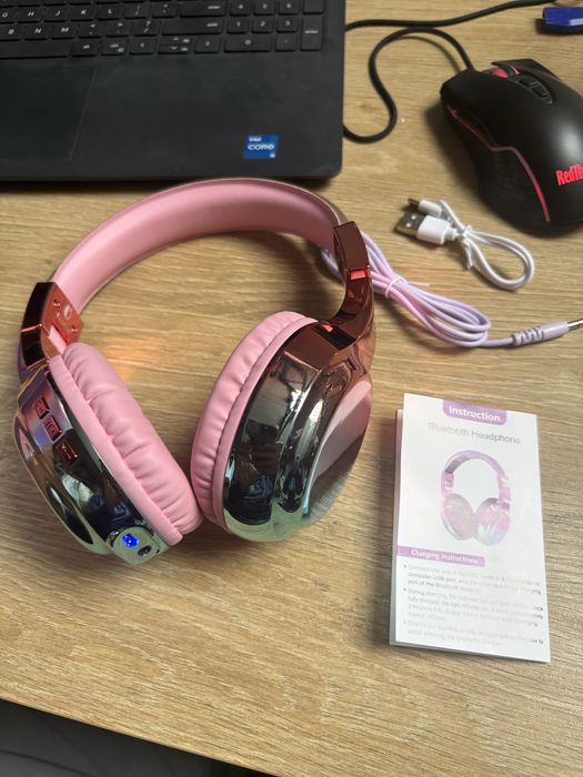 Słuchawki bluetooth jyps dla dzieci różowe