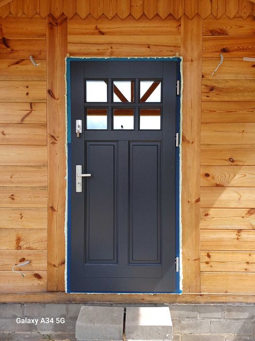 Drzwi zewnętrzne drewniane 78mm od ręki Serock Czyste powietrze