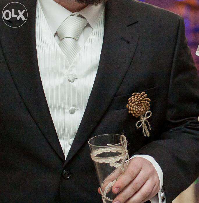 Butonierka Szyszka ozdoba ślub rustykalne wesele