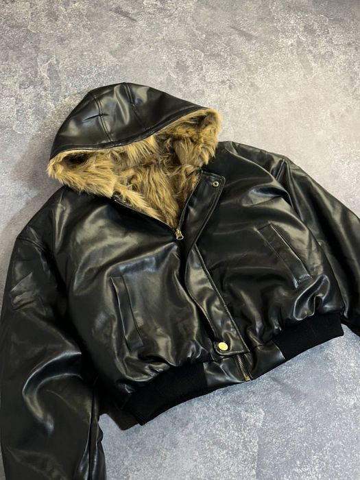 Бомбер ДВУХСТОРОННІЙ кожаный куртка шуба мехом opium archive