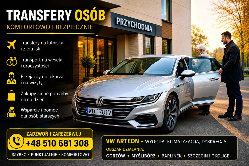 Transport osób – lotniska, wesela, lekarz, zakupy | Arteon