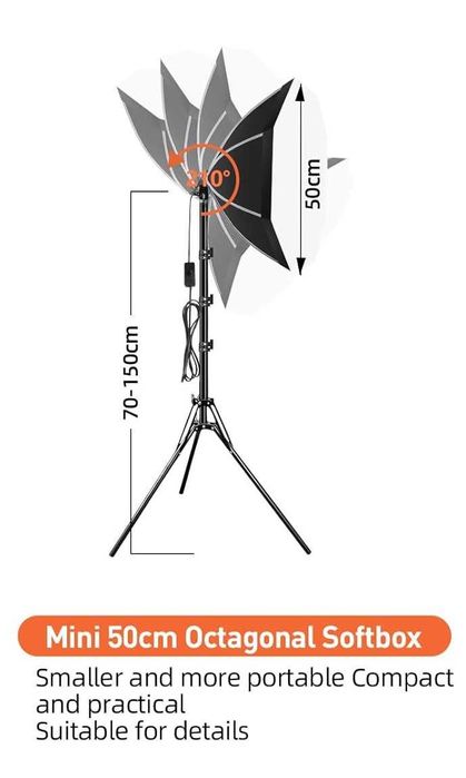 Kit de iluminação para fotografia FGen com softbox octogonal de 50 cm