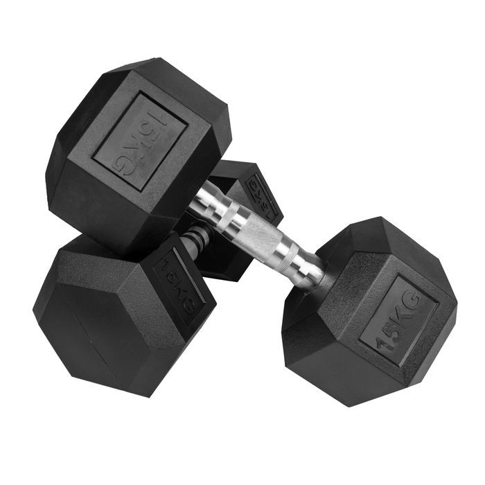 Hantla hex zestaw 2x15kg żeliwny hantle żeliwne do ćwiczeń gumowany żeliwo powlekane siłownia obciążenie 15kg