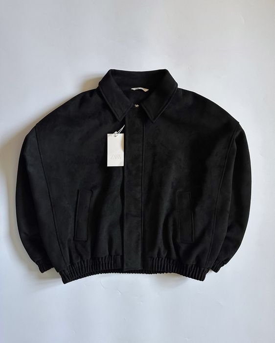 Замшева Куртка Zara Jacket Курточка Зара Жакет Бомбер Чорний