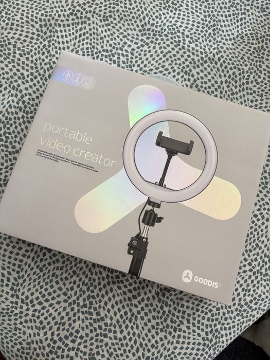Kit tripé e ring light com pano verde