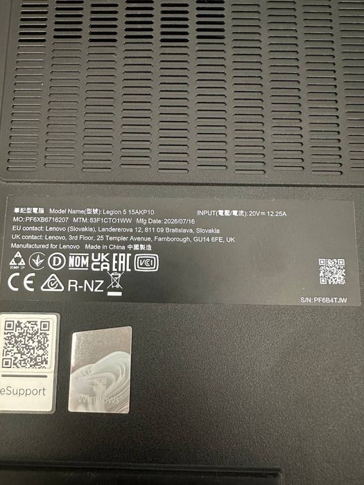 Ноутбук Lenovo Legion 5 (15AKP10) / OLED 2.5K 165Hz / Ryzen AI 7 350 / RTX 5060 8GB GDDR7 / 16GB / 512GB SSD / Стан нового