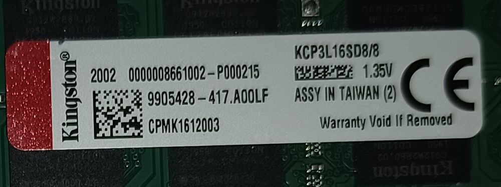 Оперативна пам'ять для ноутбука SODIMM KINGSTON DDR3L 8gb оригінал
