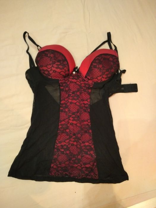 Корсет черный с красной вставкой с пуш-апом
