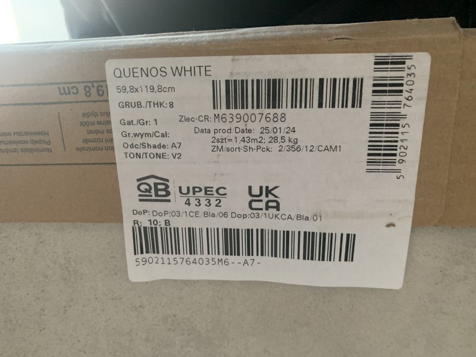 Плитка керамогранітна QUENOS white, 59,8*119,8 5шт.