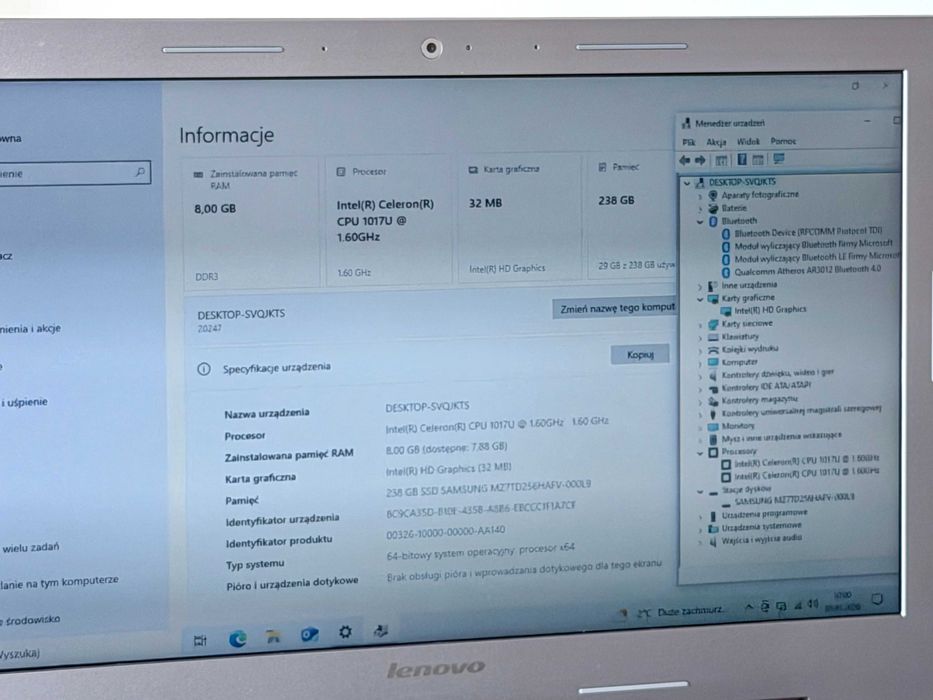 Lenovo IdeaPad S500/ Celeron N1017U / 8GB RAM / 256GB SSD / 15,6 HD