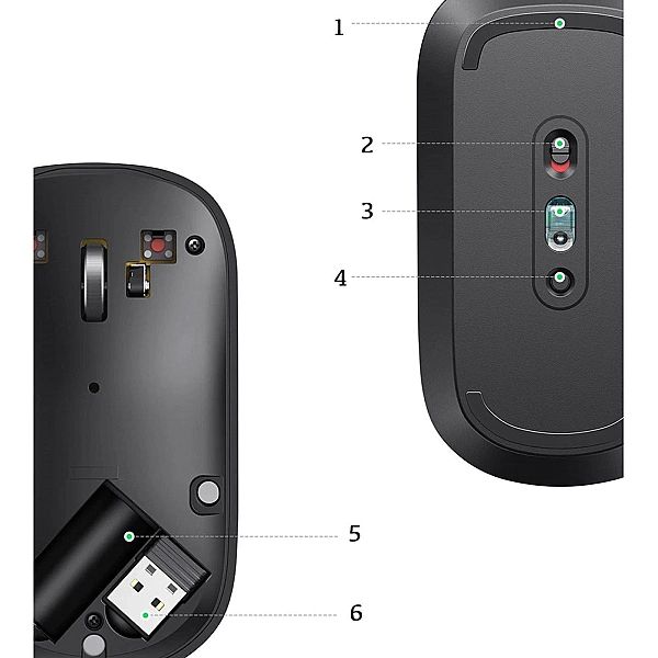 Ugreen poręczna myszka bezprzewodowa USB czarny (MU001)