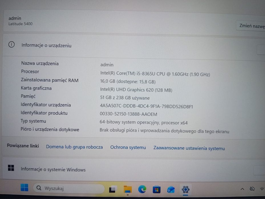 Dell Latitude 5400 | i5-8365U | 16 GB RAM | SSD 256 GB | Win 11Pro