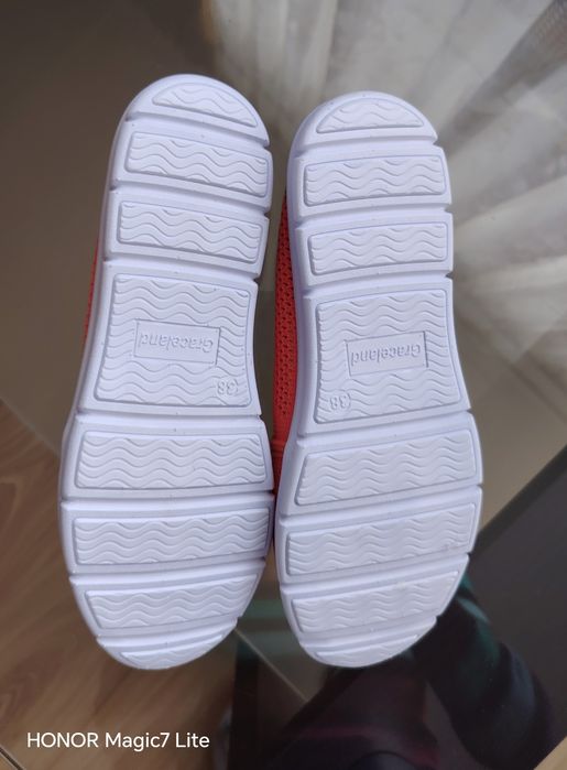 Balerinki koralowe z dzianiny nowe