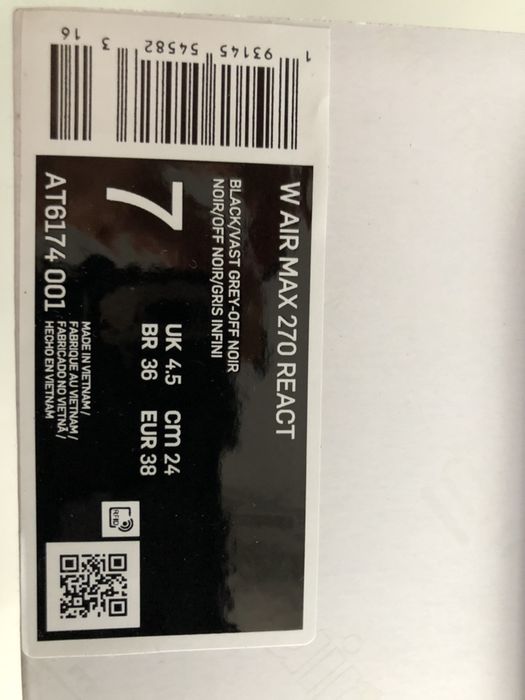Buty damskie Nike Max 270 React rozm.38