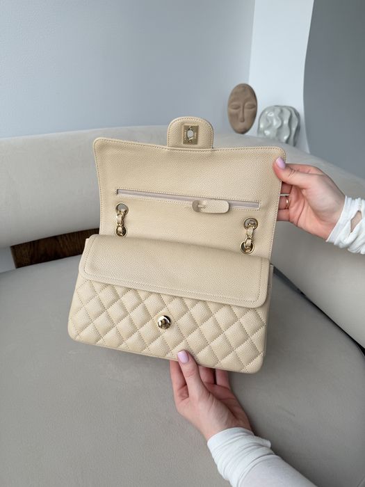 Сумка Chanel Classic Flap 25 см, беж / сумка Шанель 25 см ікра, бежева
