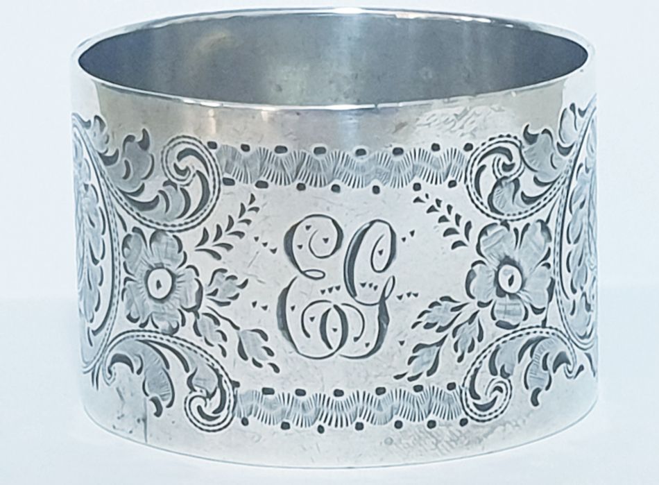 Fantastic antique English silver napkin ring