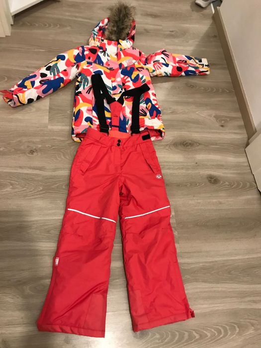 Komplet narciarski dla dziewczynki 128 lemon założony 5 razy