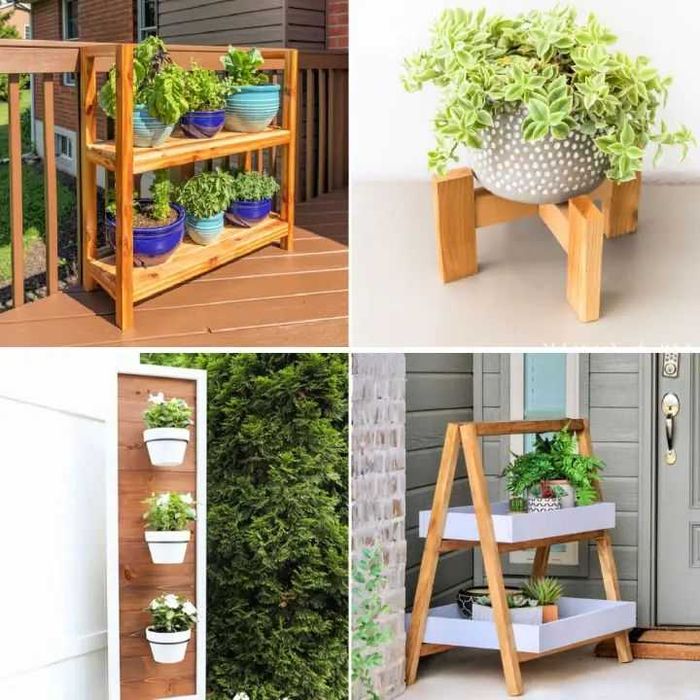Suportes para Plantas em Madeira Artesanais