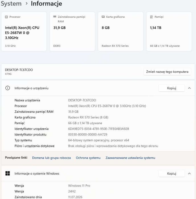 Gamingowy komputer ARGB/RGB.Grafika 8GB,procesor 8rdzeni,32GB RAM, dysk 1TB, M.2 NVMe + monitor+akcesoria
