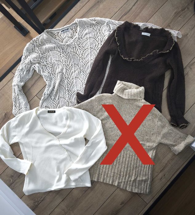 Zestaw swetry wełniane 3 szt. beżowe brązowe bawełna