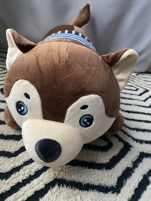 Плед-іграшка подушка 3 в 1 Собака Хаскі-матрос з пледом