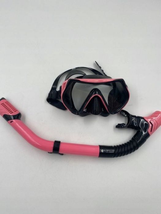 outlet okulary do nurkowania z rurką różowo czarne dla dorosłych opis