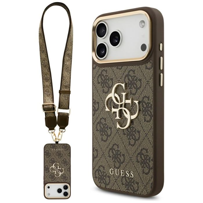 Etui Guess 4G Big 4G Classic Logo BigStrap Metal Buttons do iPhone 17 Pro Max brązowy