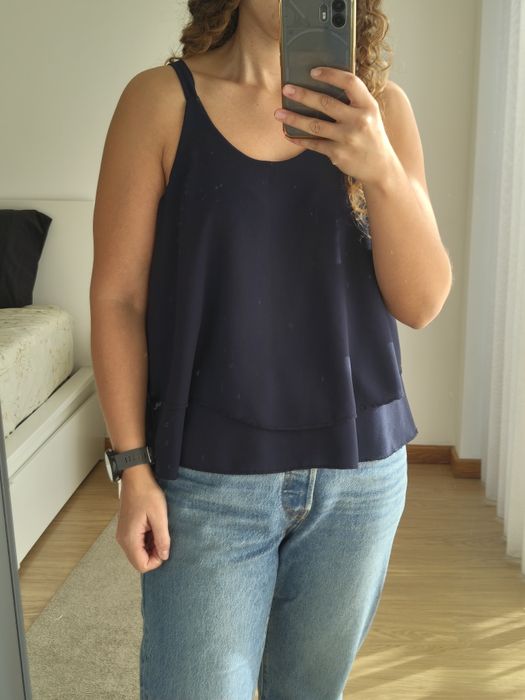 Camisola alças azul