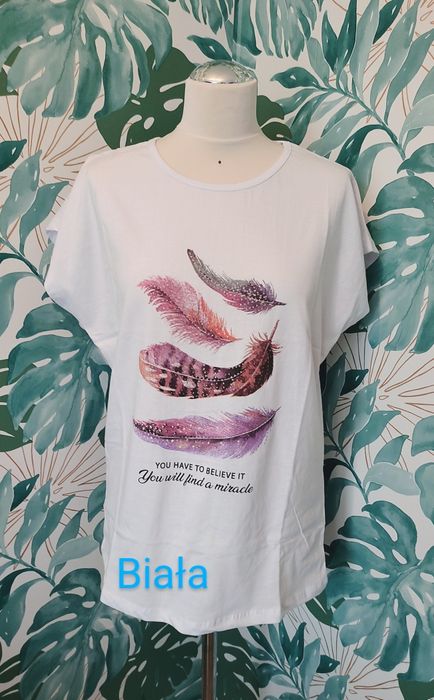 2xl biała z piórami