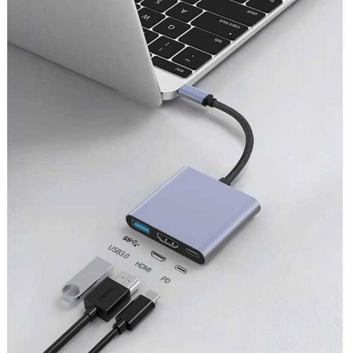 Вигідна ціна! Перехідник хаб USB Type-C на HDMI