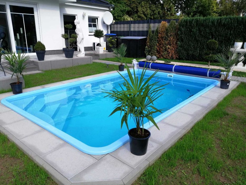 Basen ogrodowy poliestrowy z laminatu 7,0x3,25x1,55M SET PODSTAWOWY