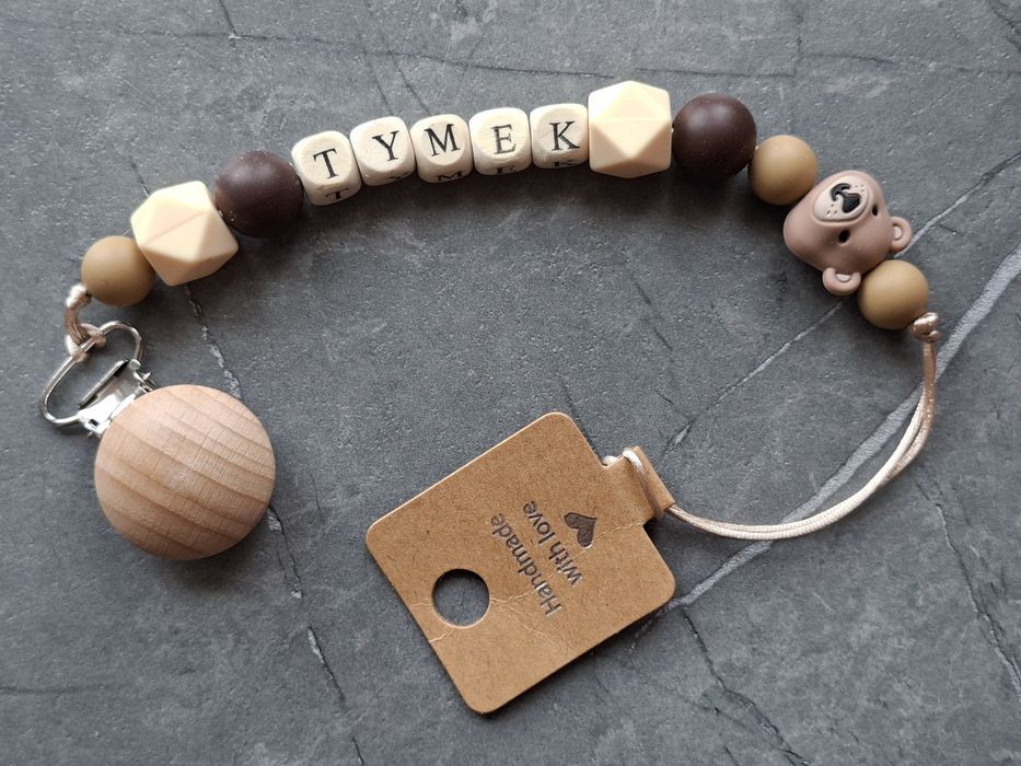 Zawieszka do smoczka z imieniem Tymek - handmade