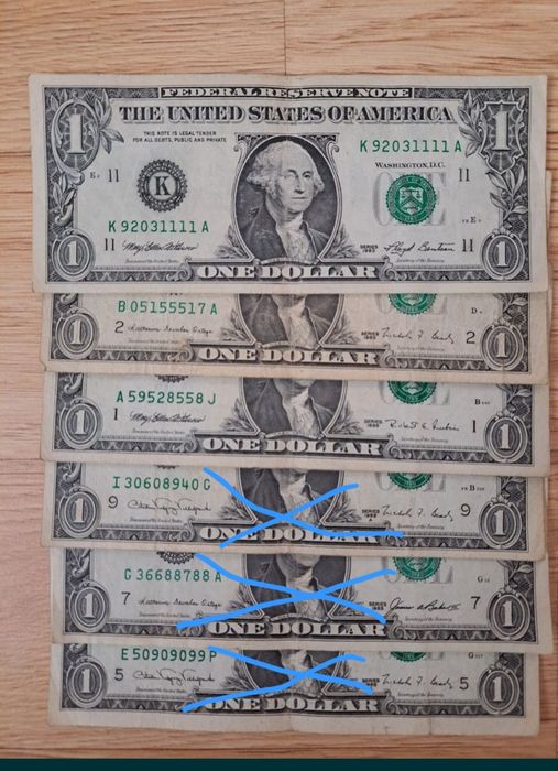 Купюра 1 долор США .1988 г, с интересным номером.