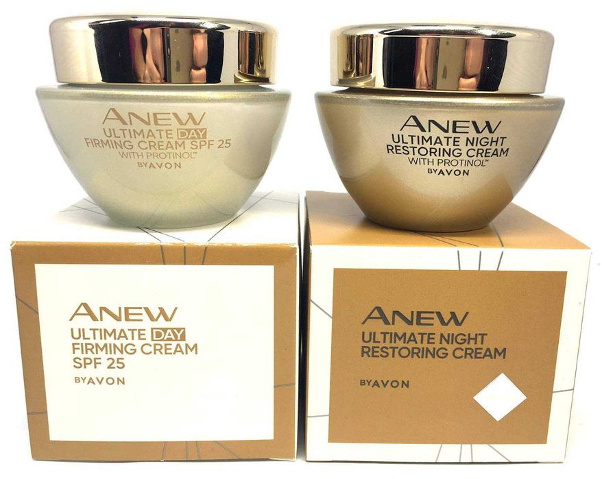 Набір: Денний та нічний відновлюючий крем для обличчя AVON ANEW 45+