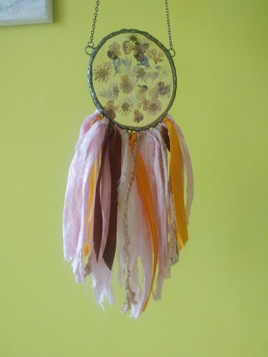 Łapacz snów handmade kwiatki bratki stokrotki