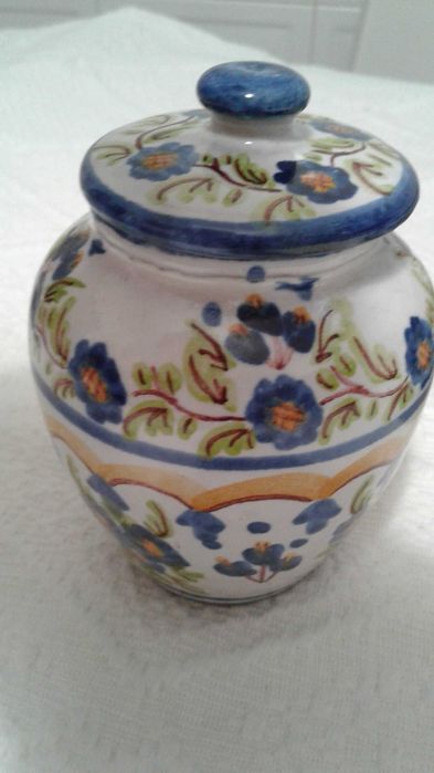 Pote, Tigela e Prato. Antiguidade. Hand Painted Portugal. O. Bernardo