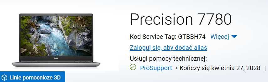 Dell Precision 7780 i7 / 32GB / RTX3500 / 3TB SSD / gwarancja 04/2028