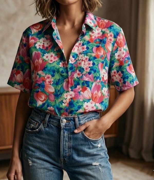 Camisa Vintage florida "Alain Manoukian", com oferta de um vestido