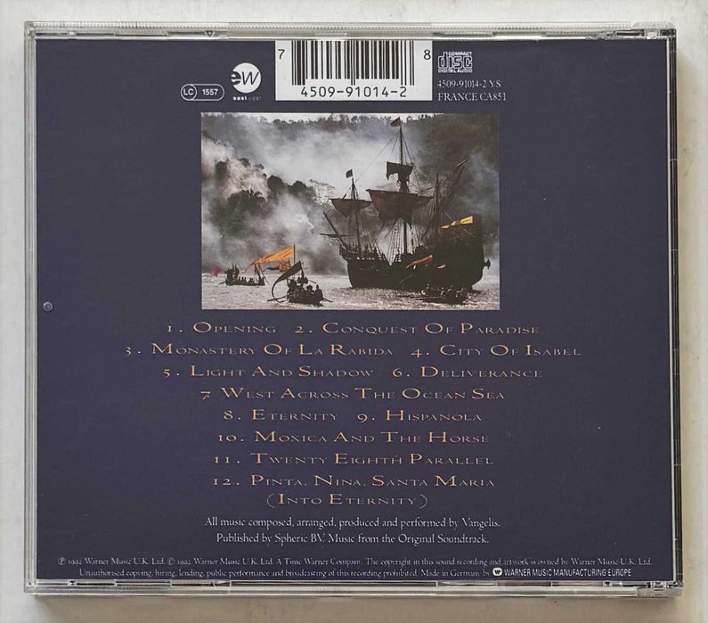 CD_ Vangelis, 1492 - Conquest Of Paradise. Original Motion Picture Soundtrack.