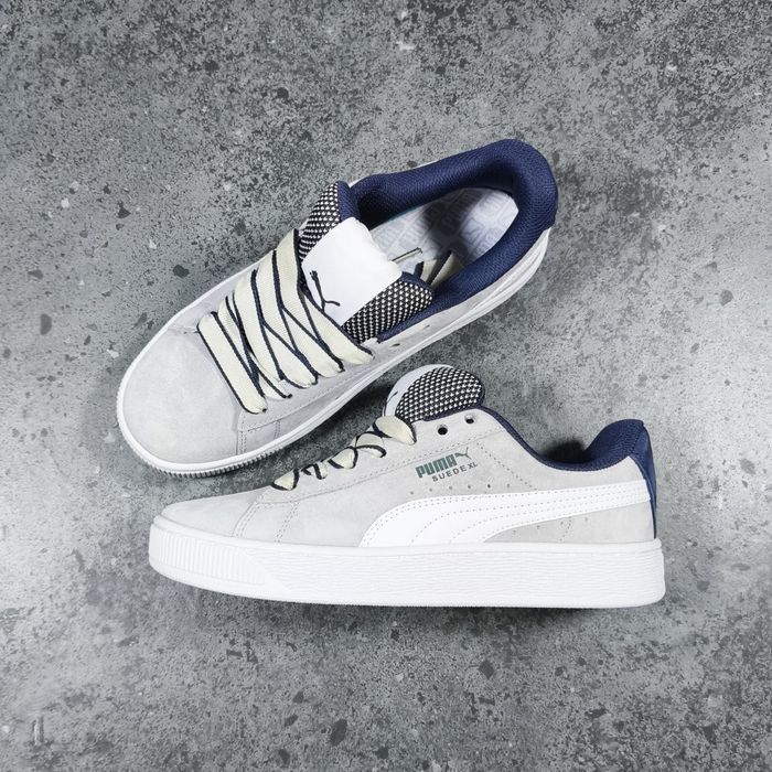 АКЦІЯ! Puma Suede XL Grey White Navy 37 - 45 пума хл сірі білі наві