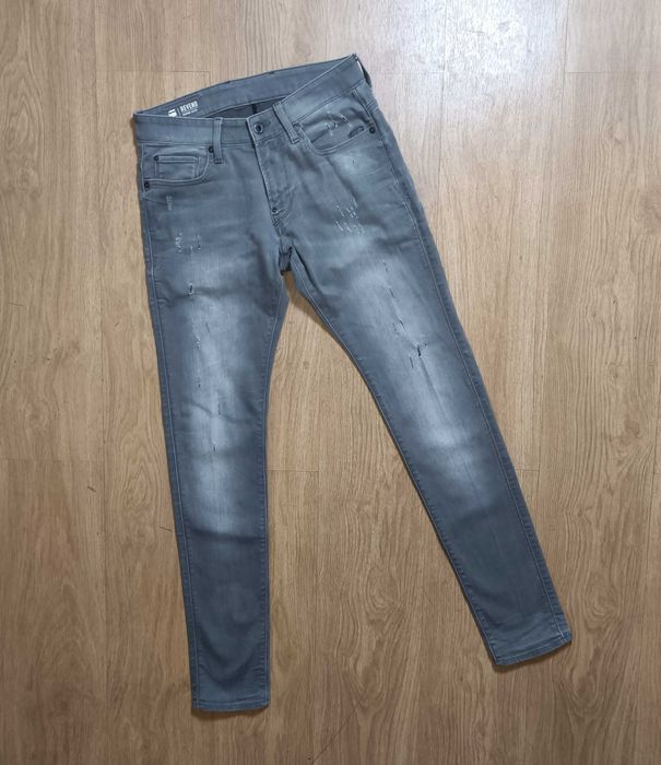 G-Star Raw revend super slim 2934 szare męskie jeansy z przetarciami