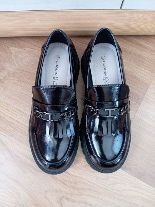 Mokasyny damskie lakierowane