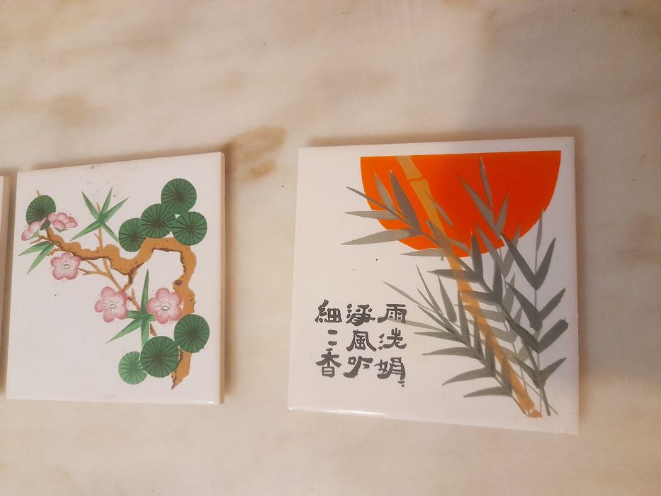 Conjunto de 4 Azulejos Decorativos Orientais