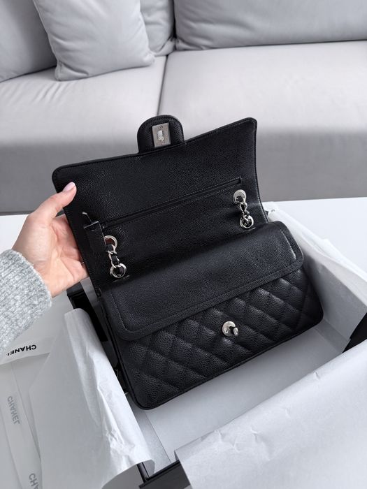 Сумка Chanel 25 Classic Caviar шкіра | чорна | золота,срібна фурнітура