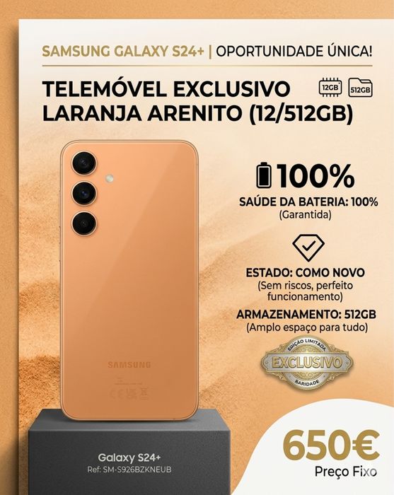 Samsung S24+ 12/512 - Laranja - Como Novo